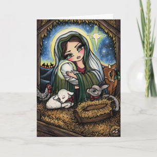 A Savior is Born Virgin Mary Nativity Christmas Holiday Card