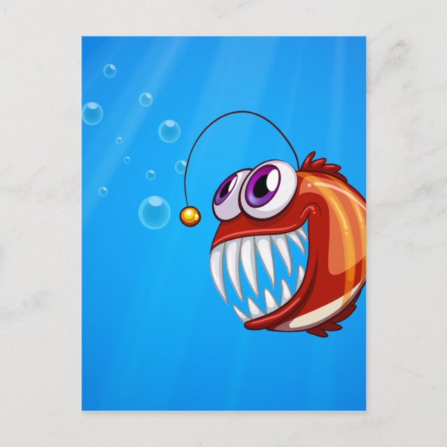 A scary piranha under the sea postcard (Front)