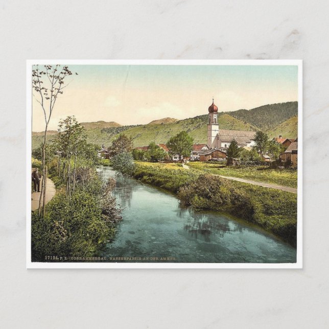 A Scene on the Ammer, Oberammergau, Upper Bavaria, Postcard (Front)