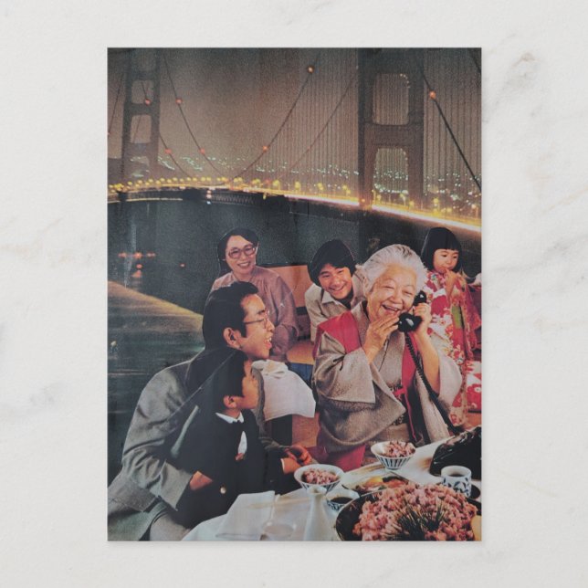 A Scenic Dinner at the Bridge at Night Postcard (Front)