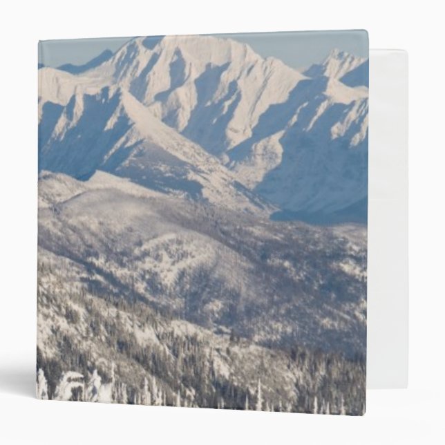 A Scenic View of Snowy Mountains and Trees. 3 Ring Binder (Front/Inside)