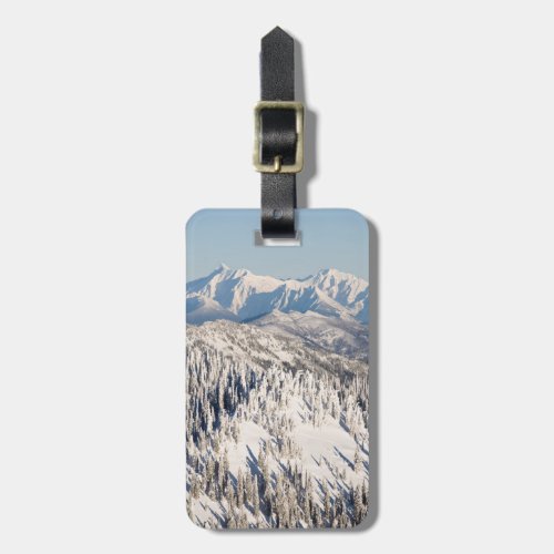 A Scenic View of Snowy Mountains and Trees Luggage Tag