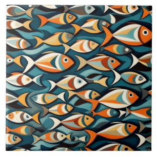 a school of fish art deco style ceramic tile