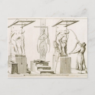 A Sculptor's Studio, c.1800 (engraving) Postcard