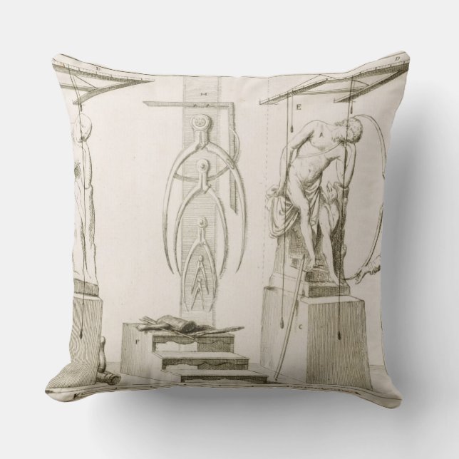 A Sculptor's Studio, c.1800 (engraving) Throw Pillow (Front)