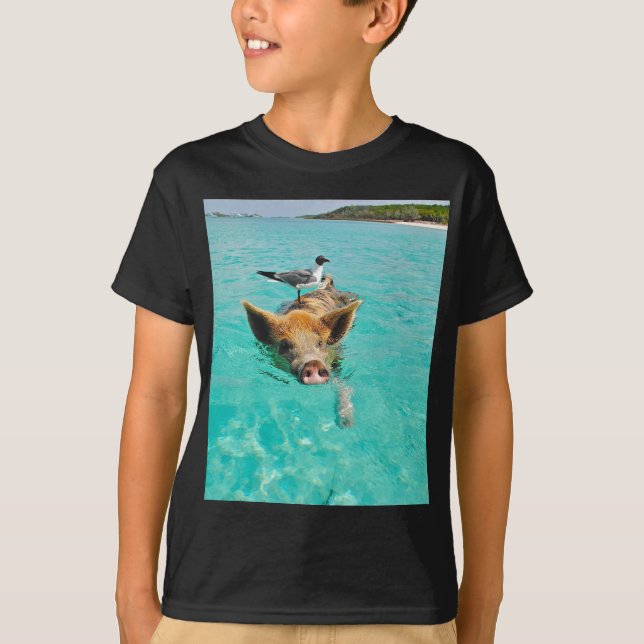 A sea gull and a pig T-Shirt (Front)