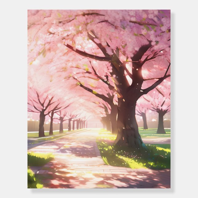 A sea of pink flowers spreads across the park foam board (Front)