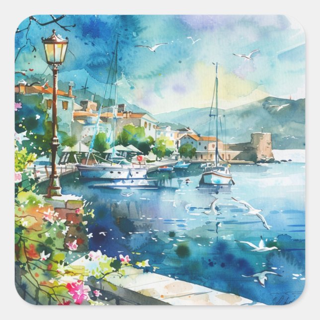 A Sea Port Square Sticker (Front)