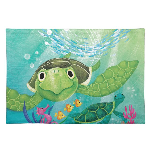 A Sea Turtle Rescue Cloth Placemat (Front)