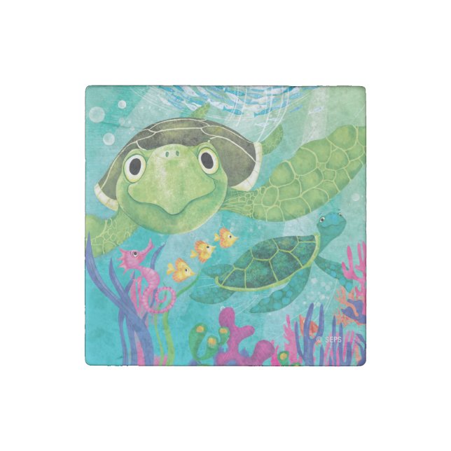 A Sea Turtle Rescue Stone Magnet (Front)