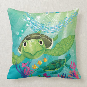 A Sea Turtle Rescue Throw Pillow