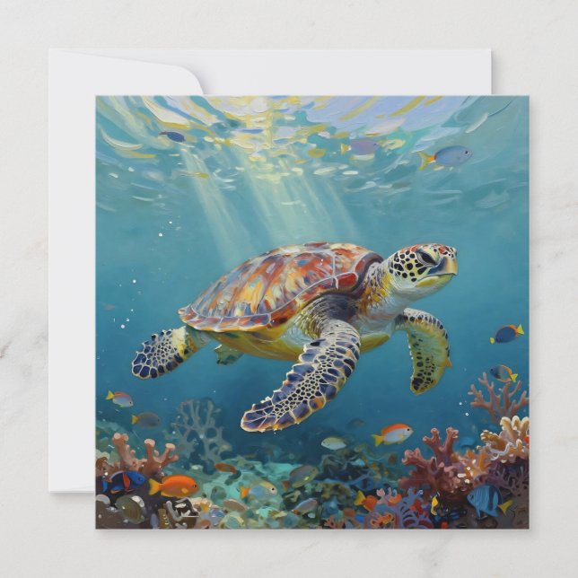 A Sea Turtle Themed Blank Card (Front)