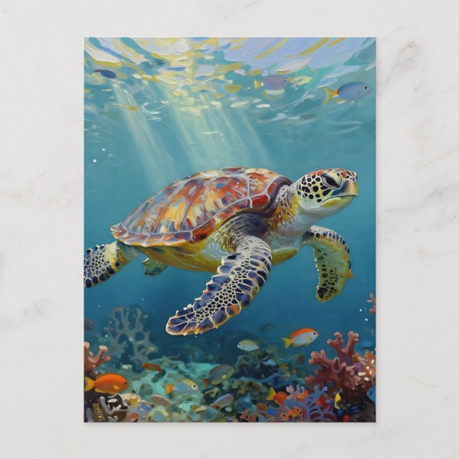 A Sea Turtle Themed Keeping in Touch Postcard (Front)