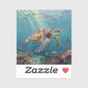 A Sea Turtle Themed Teal Sticker
