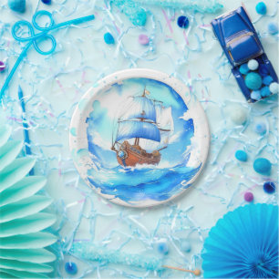A Seafarer's Welcome: Nautical Boy Baby Shower Paper Plates