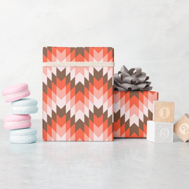 A seamless geometric chevron pattern featuring ora wrapping paper (Baby Shower)