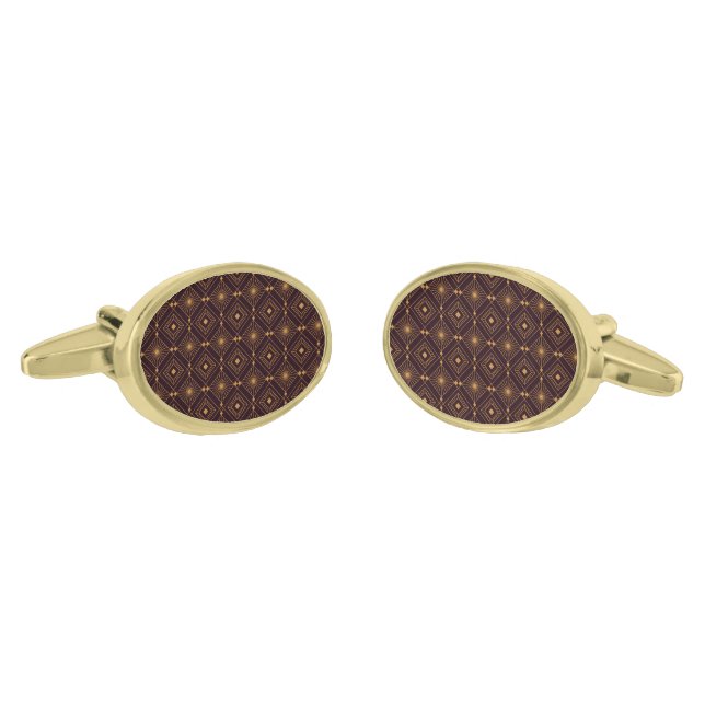 A seamless geometric pattern featuring gold art  cufflinks (Angled)