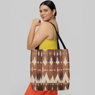 A seamless geometric pattern with triangular shape tote bag