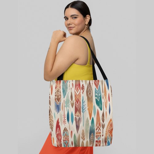 A seamless pattern colorful abstract feather tote bag