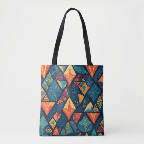 A seamless pattern of colorful abstract geometric tote bag