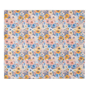 A Seamless Pattern of Large Pastel Flowers Duvet Cover