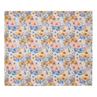 A Seamless Pattern of Large Pastel Flowers Duvet Cover