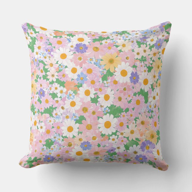 A seamless pattern of small pastel flowers throw pillow (Front)