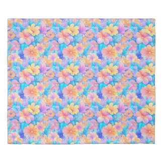  A seamless pattern of vibrant, pastel flower Duvet Cover
