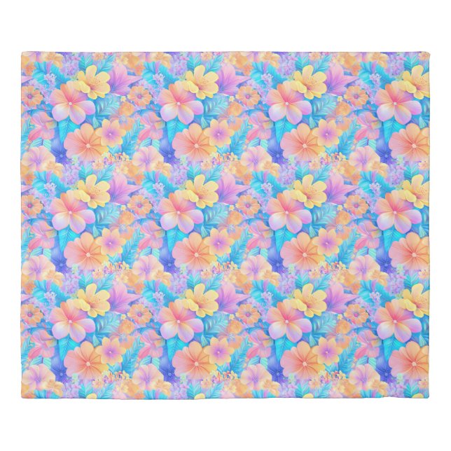  A seamless pattern of vibrant, pastel flower Duvet Cover (Front)