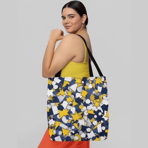 A seamless pattern with abstract star shapes tote bag