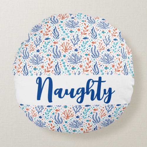 A seamless pattern with text round pillow