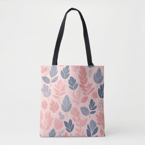 A seamless pattern with various stylized leaves tote bag