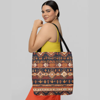 A seamless repeating pattern with geometric shapes tote bag