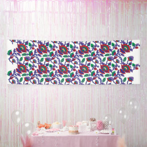 A seamless, symmetrical pattern featuring repeatin banner