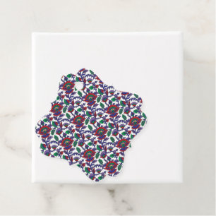 A seamless, symmetrical pattern featuring repeatin favor tags