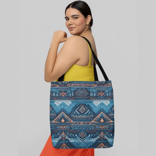 A seamless tribal pattern with geometric shapes tote bag