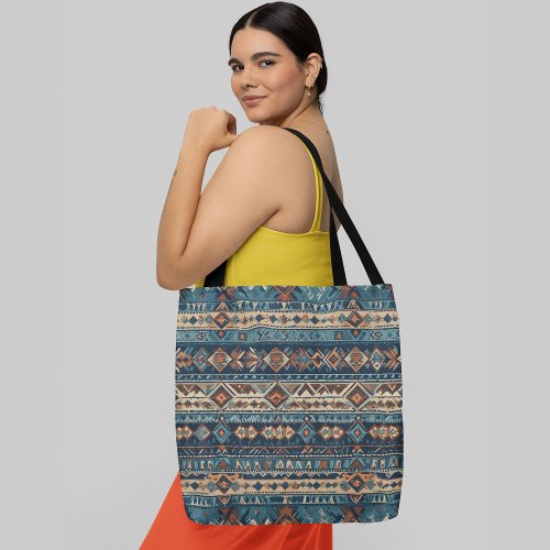 A seamless tribal pattern with geometric shapes tote bag