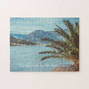A Seascape with Mountains and a Palm Tree Jigsaw Puzzle