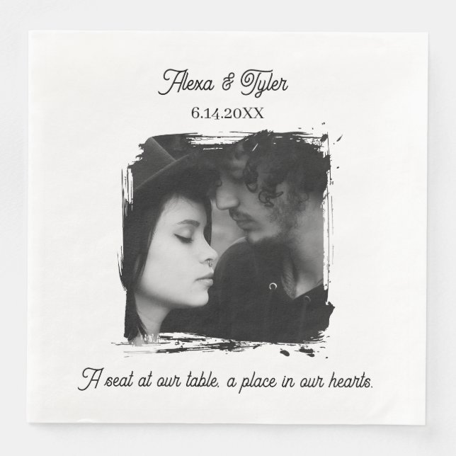 A Seat at our Table | Photo Template Wedding Paper Dinner Napkins (Front)