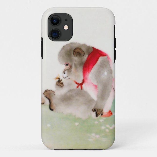 A Seated Monkey Observing An Insect Case-Mate iPhone Case (Back)