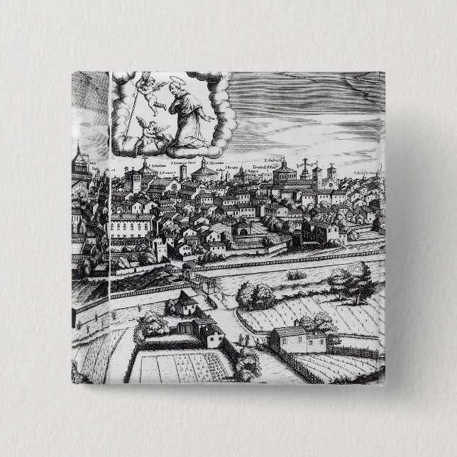 A Section of a Map of Milan, 1640 Button (Front)