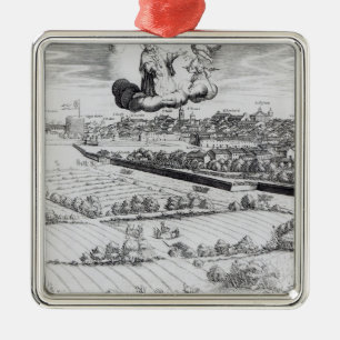 A Section of a Map of Milan, 1640 Metal Ornament