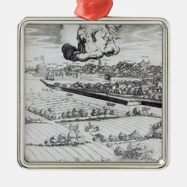 A Section of a Map of Milan, 1640 Metal Ornament (Front)
