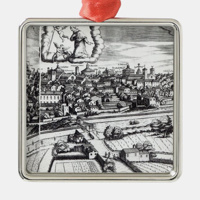 A Section of a Map of Milan, 1640 Metal Ornament (Front)