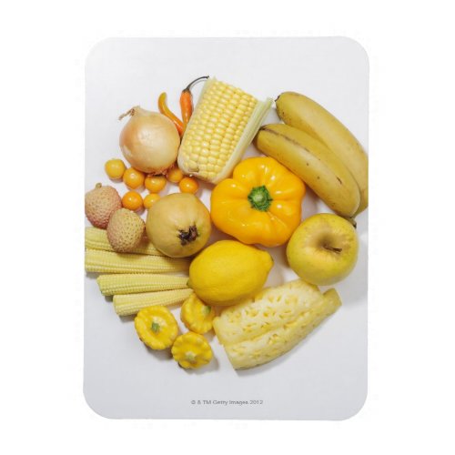A selection of yellow fruits  vegetables magnet