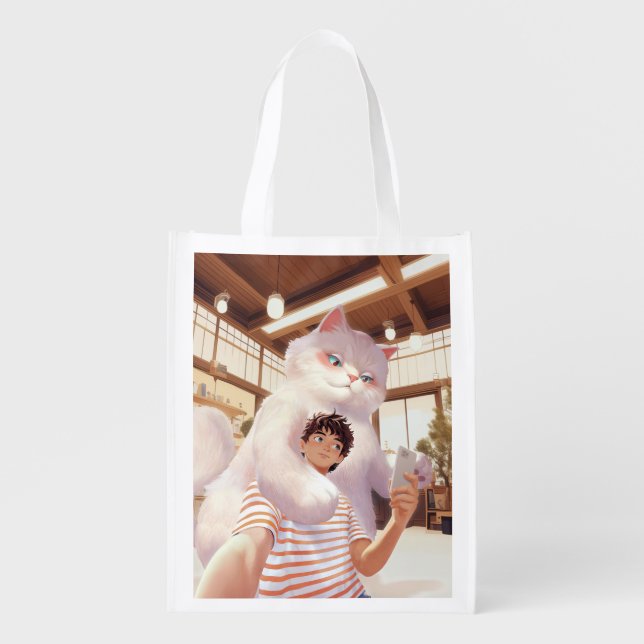 A Selfie with the Fluffy Giant Grocery Bag (Front)