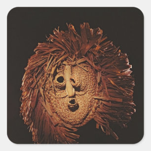 A Seneca mask used in winter rites Square Sticker