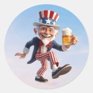 A senior citizen dressed as Uncle Sam Classic Round Sticker