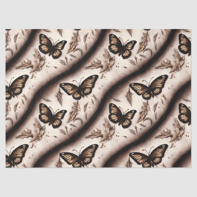 A Sepia Butterfly Design Tissue Paper (Front)