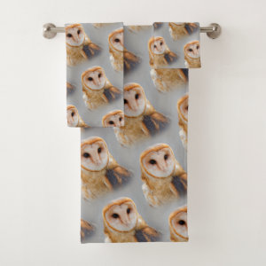 A Serene and Beautiful Barn Owl Bath Towel Set